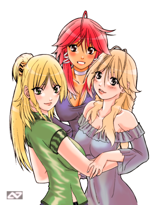 Ashley, Linka, and Sophie (colorized, transparent bg)
